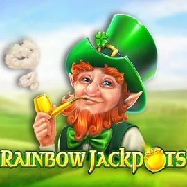 Rainbow Jackpots slot logo by Red Tiger Gaming at Bloody Slots Casino